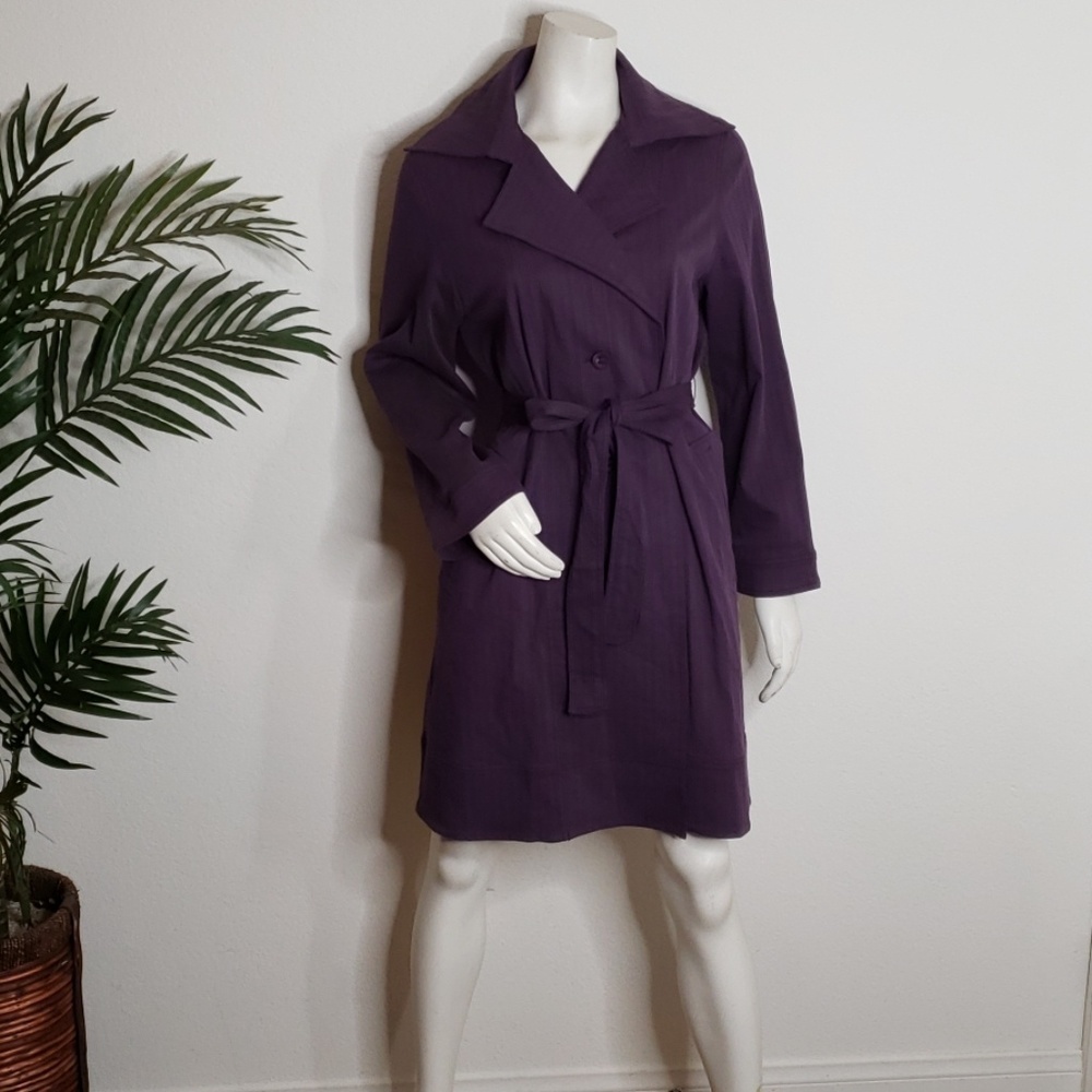 Purple Single Breast Trench Coat